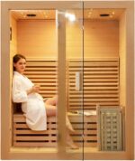 ZONEMEL Traditional Wooden Steam Sauna Room, 2 Person Canadian Hemlock Luxurious Indoor Sauna with 3.5 KW Harvia Stove Heater