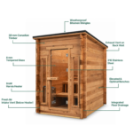 Nova Saunas Outdoor 4 Person Sauna Cabin - Premium Cedar/Hemlock, High-Heat Traditional Sauna, Canadian Hemlock Thermowood / Harvia The Wall SW - Image 6
