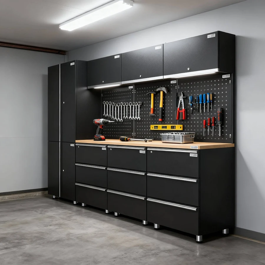 download (11) UltraTools 3380mm x 500mm x 1870mm Black Workshop Garage Storage - Image 1