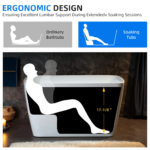 49'' Acrylic Freestanding Soaking Bathtub, Square-shape Japanese Soaking Hot Tub, Sit-In Design with Chrome Overflow - Image 4