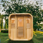 6 Person Outdoor Sauna with Hot Tub Canadian Hemlock Wood Traditional Steam Sauna with Jacuzzi for Resort - Image 3