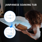 49'' Acrylic Freestanding Soaking Bathtub, Square-shape Japanese Soaking Hot Tub, Sit-In Design with Chrome Overflow - Image 5