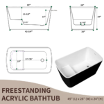 49'' Acrylic Freestanding Soaking Bathtub, Square-shape Japanese Soaking Hot Tub, Sit-In Design with Chrome Overflow - Image 6
