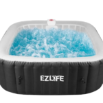 EZLIFE 6-Person Inflatable Hot Tub Spa with LED Light Strip | 130 Air Jets, 1,350W Heater, 252-Gallon Square Spa
