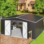 VIWAT 10x10~12x18FT Outdoor Metal Storage Heavy-Duty Frame Shed w/ Lockable Door, Heavy-Duty Tool Shed For Backyard Patio Graden