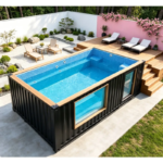 Modern Panoramic Acrylic Window Container Pool Luxury Outdoor Spa Pool Fiberglass Hot Tub Jacuzzi For Villa Resort Hotel 20ft