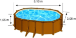 GRE Pacific Oval Steel Swimming Pool with Wood-Effect Finish - Dimensions - Image 7