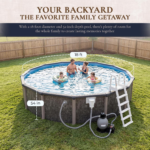 Blue Wave Riviera Round 54-in Deep 8-in Top Rail Metal Wall Swimming Pool Package - Image 4