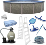 Blue Wave Riviera Round 54-in Deep 8-in Top Rail Metal Wall Swimming Pool Package - Image 2
