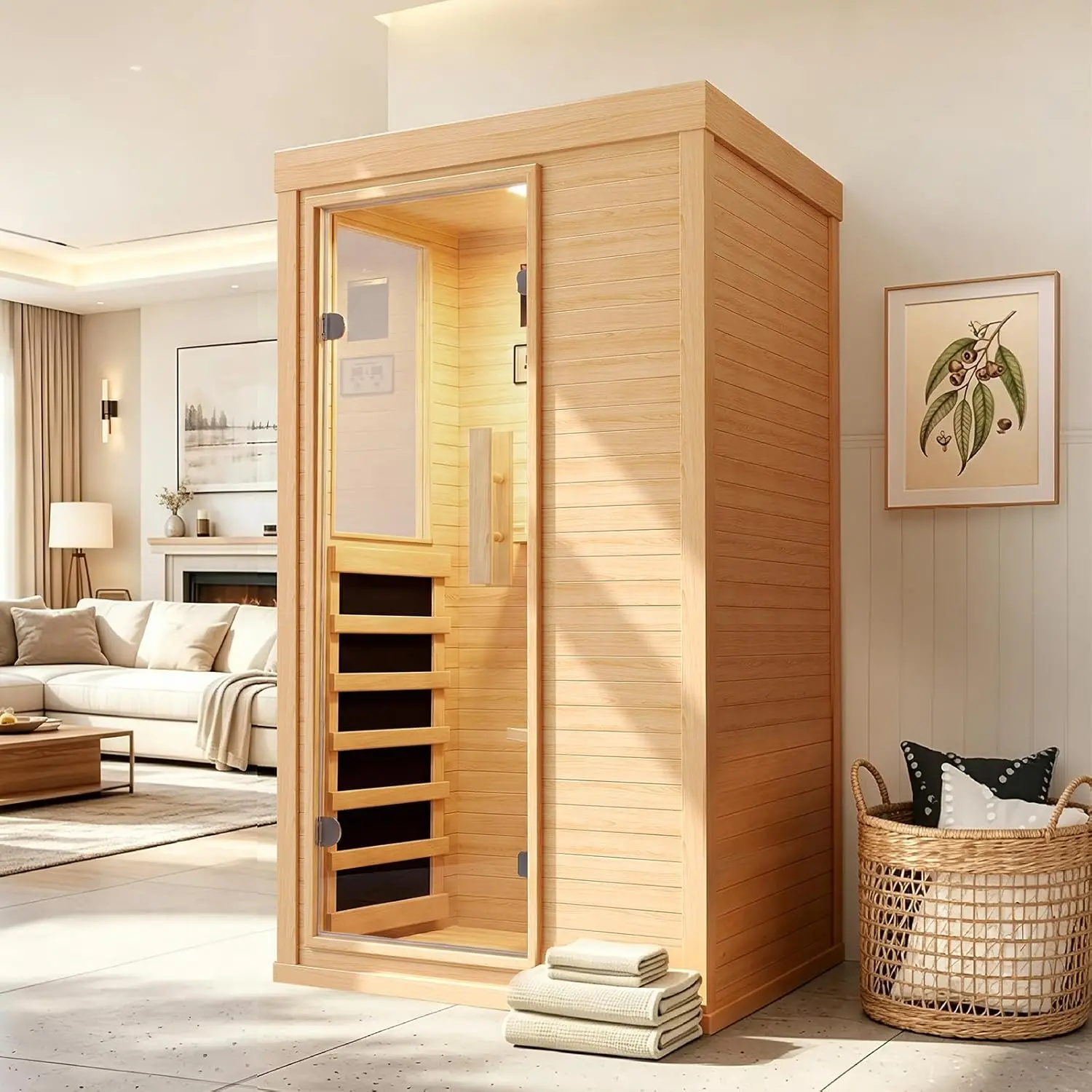 download - 2026-07-25T102337.903 Nordivale 1-Person Low EMF Canadian Hemlock Indoor Infrared Sauna - Image 1