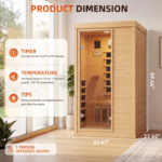 Nordivale 1-Person Low EMF Canadian Hemlock Indoor Infrared Sauna - Image 4