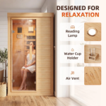 Nordivale 1-Person Low EMF Canadian Hemlock Indoor Infrared Sauna - Image 5