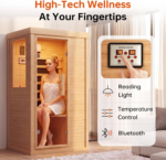 Nordivale 1-Person Low EMF Canadian Hemlock Indoor Infrared Sauna - Image 8
