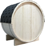 Outdoor Barrel Steam Sauna, 1-2 Person Spruce Wood Sauna Room, 4.5KW Harvia Electric Heater, Asphalt Shingle Roof - Image 3
