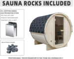 Outdoor Barrel Steam Sauna, 1-2 Person Spruce Wood Sauna Room, 4.5KW Harvia Electric Heater, Asphalt Shingle Roof - Image 9