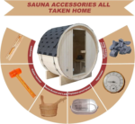 Outdoor Barrel Steam Sauna, 1-2 Person Spruce Wood Sauna Room, 4.5KW Harvia Electric Heater, Asphalt Shingle Roof - Image 13
