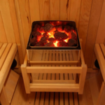 Outdoor Barrel Steam Sauna, 1-2 Person Spruce Wood Sauna Room, 4.5KW Harvia Electric Heater, Asphalt Shingle Roof - Image 4