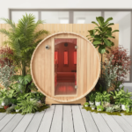 Electric Outdoor Solid Wood Barrel Sauna Room with Wet Steam for Villa Relaxation