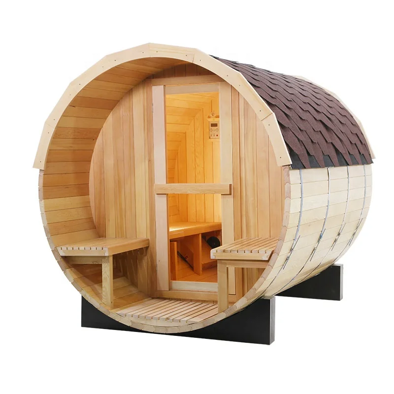 download - 2026-07-25T115115.229 Hemlock Wooden Dry Steam Outdoor Barrel Sauna Room with Computer Control Panel for Sale - Image 1