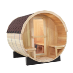Hemlock Wooden Dry Steam Outdoor Barrel Sauna Room with Computer Control Panel for Sale - Image 2