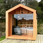 Traditional 2-Person Dry Barrel Sauna Room Solid Red Cedar Wood Finnish Outdoor Garden Cube Design for Park Sauna Rooms - Image 4