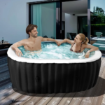 Oval Portable Inflatable Hot Tub, 1-2 Person & Side Table, Outdoor Spa, 75in&47in&25in