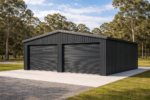 6.0m x 6.0m Double Garage lock up Steel Car Parking Storage with 2 Roller Door, Black