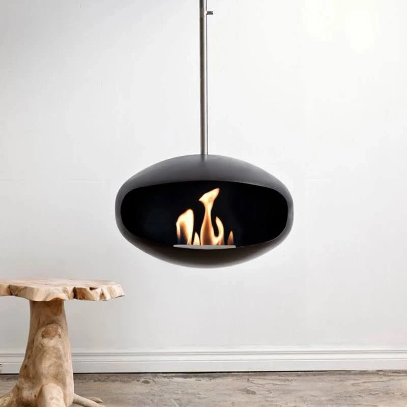 download - 2026-07-26T134630.498 Cocoon Aeris Hanging Fireplace, Black Shell / Stainless Steel Hanging System - Image 1