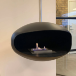 Cocoon Aeris Hanging Fireplace, Black Shell / Stainless Steel Hanging System - Image 4