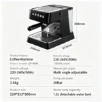 20 Bar Pressure Espresso Coffee Machine 20s Fast Heat Auto Extraction Milk Frother - Image 8