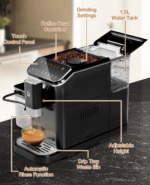 20 Bar Fully Automatic Espresso Machine With Grinder Milk Frother - Image 3