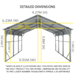 Carport 6.23m x 6.08m x 4.27m (Gable) Backyard Boat Portable... - Image 9
