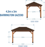 Backyard Discovery Barrington 4.3m x 3.1m Cedar Wood Outdoor Patio Gazebo with Hardtop Galvanised Steel Hip Roof and PowerPort - Image 8