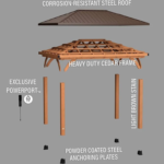 Backyard Discovery Barrington 4.3m x 3.1m Cedar Wood Outdoor Patio Gazebo with Hardtop Galvanised Steel Hip Roof and PowerPort - Image 3