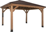 Backyard Discovery Barrington 4.3m x 3.1m Cedar Wood Outdoor Patio Gazebo with Hardtop Galvanised Steel Hip Roof and PowerPort - Image 2