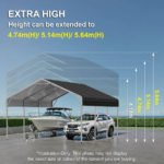 Double Carport 6m x 6.03m x 4.14m Backyard Portable Vehicle & Boat - Image 2