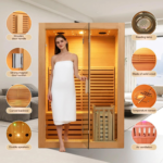 ZONEMEL Traditional Wooden Steam Sauna Room, 2 Person Canadian Hemlock Luxurious Indoor Sauna with 3.5 KW Harvia Stove Heater - Image 3