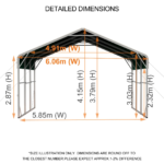 Double Carport 6m x 6.03m x 4.14m Backyard Portable Vehicle & Boat - Image 5