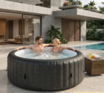 Inflatable Hot Tub for 4-6 Person with 130 Air Jets, Durable PVC Blow Up Hot Tub with 104°F Built-in Heating System
