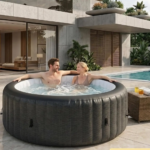 Inflatable Hot Tub for 4-6 Person with 130 Air Jets, Durable PVC Blow Up Hot Tub with 104°F Built-in Heating System