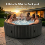 Inflatable Hot Tub for 4-6 Person with 130 Air Jets, Durable PVC Blow Up Hot Tub with 104°F Built-in Heating System - Image 2
