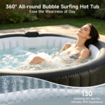 Inflatable Hot Tub for 4-6 Person with 130 Air Jets, Durable PVC Blow Up Hot Tub with 104°F Built-in Heating System - Image 3