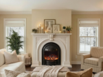Stanley Electric Heater Fireplace with LED Optical Artificial Flame-Cream/Black-130CM Cream