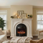 Stanley Electric Heater Fireplace with LED Optical Artificial Flame-Cream/Black-130CM Cream