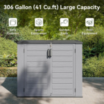 Aoxun 41 Cu Ft Garden Storage Box 5x2ft Waterproof Horizontal Resin Shed Outdoor Storage For Garbage Bin Generators Yard Gear Grey - Image 7