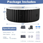 Inflatable Hot Tub - Outdoor Hot Tubs 2 to 4 Person, Portable Blow Up Spa Square Portable Hot Tub, 120 Soothing Bubble - Image 5