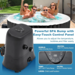 Inflatable Hot Tub - Outdoor Hot Tubs 2 to 4 Person, Portable Blow Up Spa Square Portable Hot Tub, 120 Soothing Bubble - Image 6