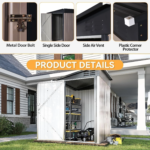 Nordivale 6x4FT Lean To Shed Garden Sloped Roof Metal Storage Shed Lockable Doors - Image 4