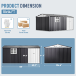 VIWAT 10x12~12x14 FT Outdoor Metal Storage Shed with Window, Lockable Garden Tool Shed - Image 6