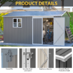 12x10FT Metal Outdoor Storage Shed Heavy Duty Waterproof - Image 6
